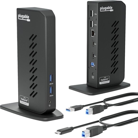 Plugable USB 3.0 and USB-C Universal Laptop Docking Station with 2 HDMI Ports - Picture 1 of 9